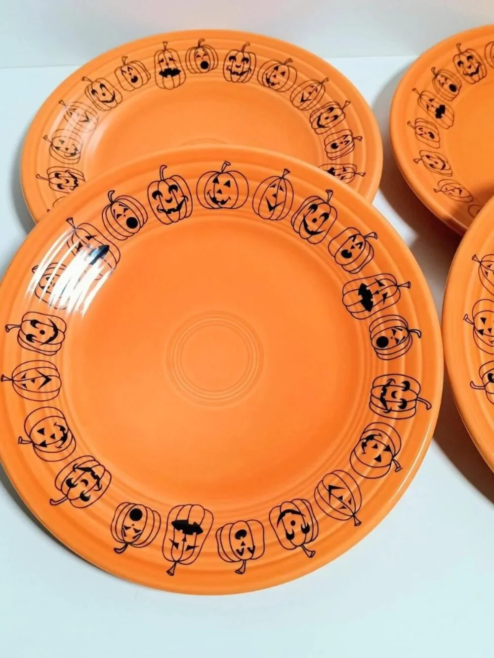 Fiesta Carson's Jack o Lanterns Plate in Tangerine Halloween Pumpkins Set of 4